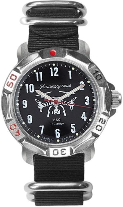 Vostok Komandirskie 81693G - front view of dial and nylon ZULU strap