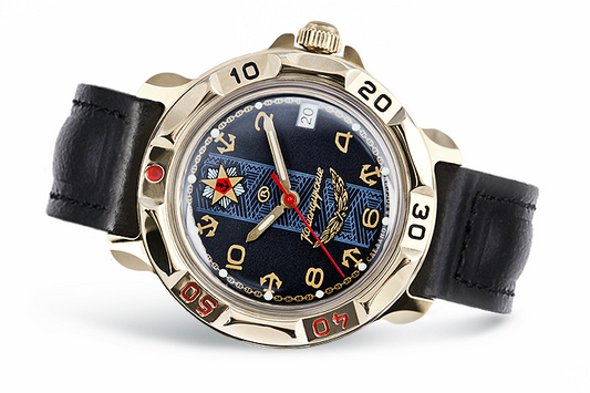 Vostok Komandirskie 819471 - official manufacturer diagonal front view with complete dial, case and crown