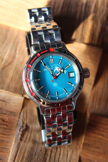 Vostok Amphibian Mechanical Automatic Wrist Watch Diver Scuba Dude 420059