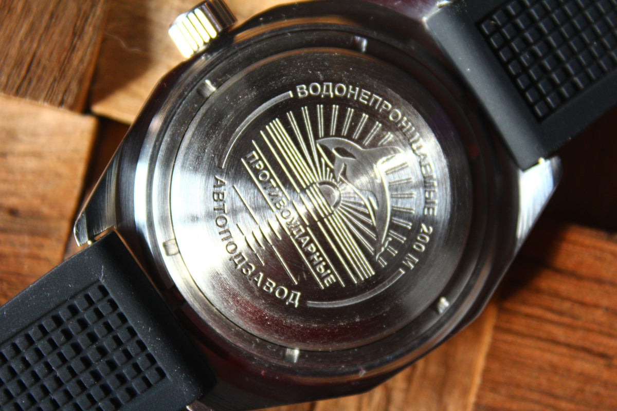 Vostok Amphibia 67068B - engraved stainless steel case back