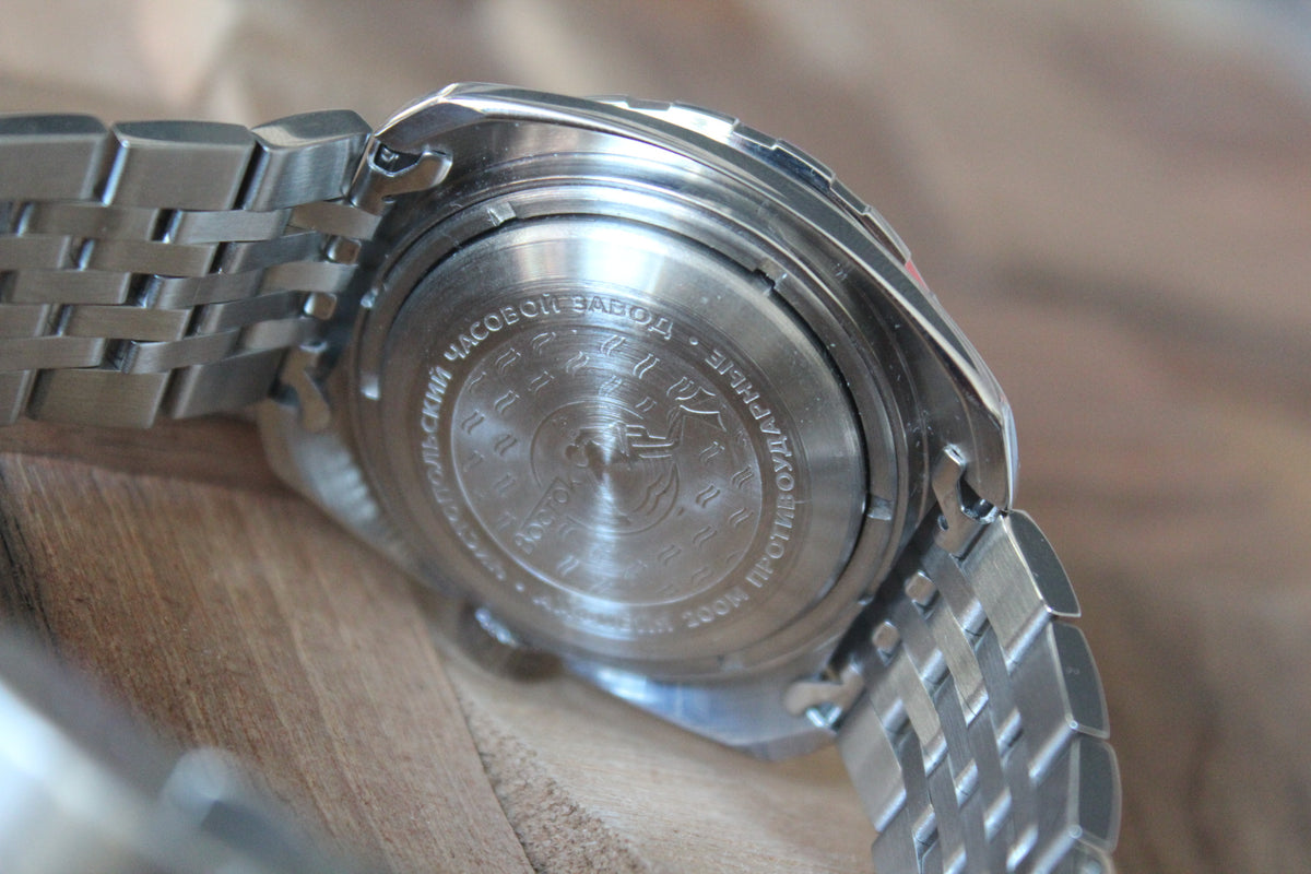 Vostok Amphibia 71067A - engraved stainless steel case back