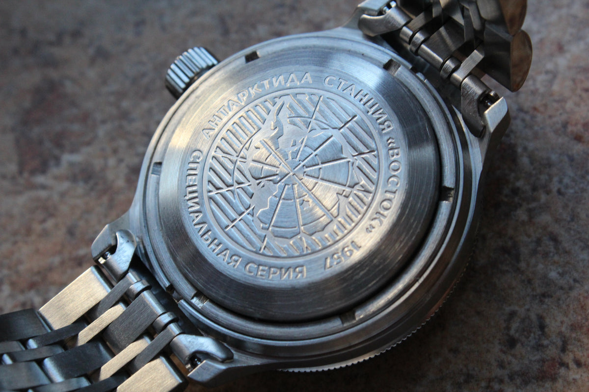 Vostok Amphibia 720070 - engraved stainless steel case back