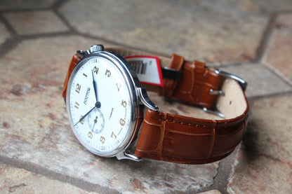 Vostok 581827 - front view with curved genuine leather strap