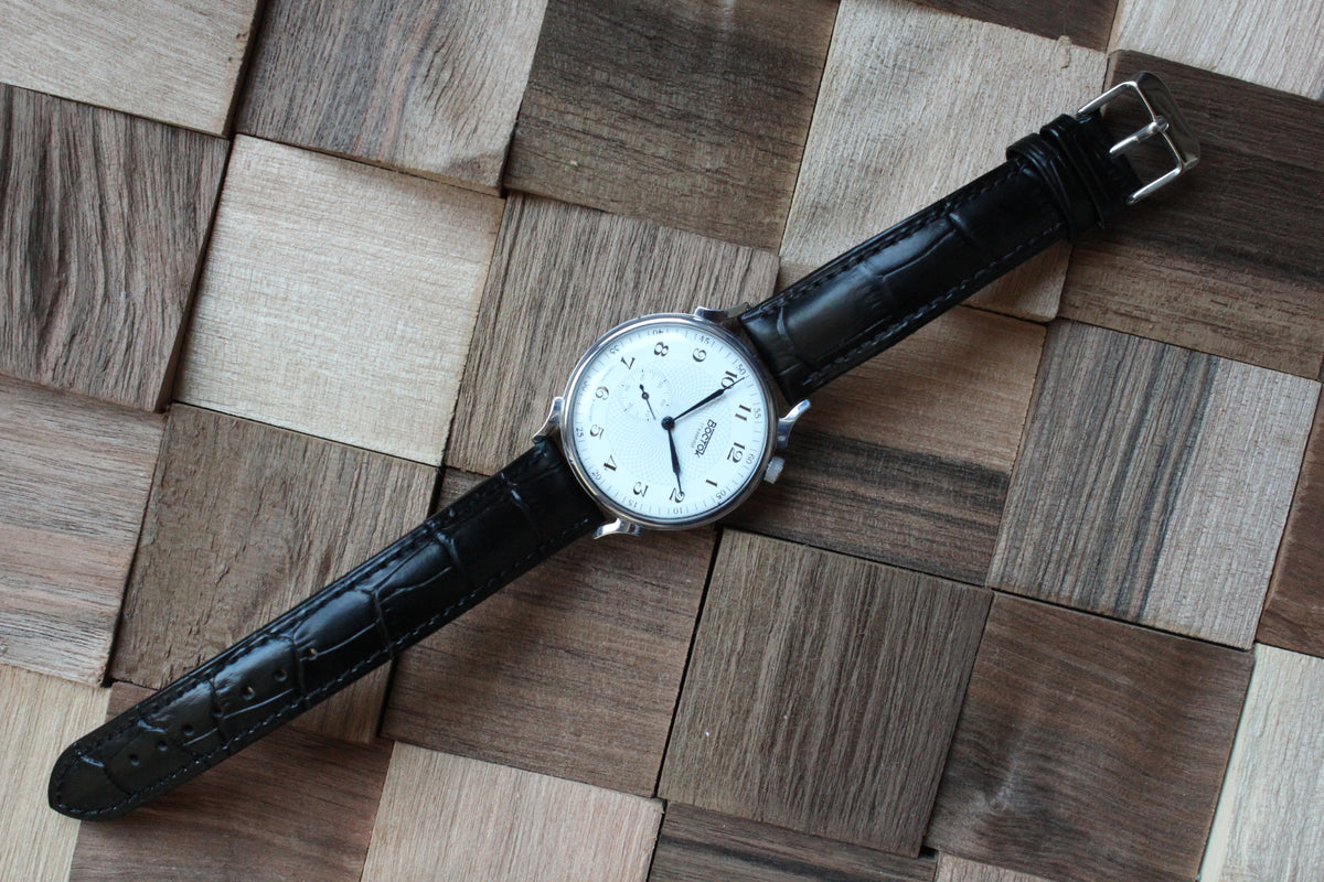 Vostok 581096 - full watch with black leather strap