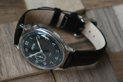 Vostok 581884 - front view with curved genuine leather strap