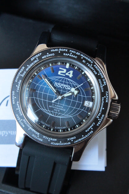 Vostok Mechanical Automatic Wrist Watch Diver 24 Hour 13027A