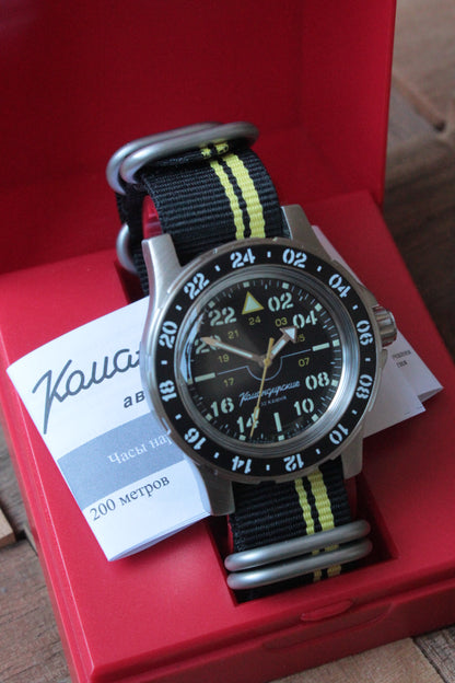 Vostok Komandirskie Automatic 24-Hour Watch 18010B, watch with original packaging
