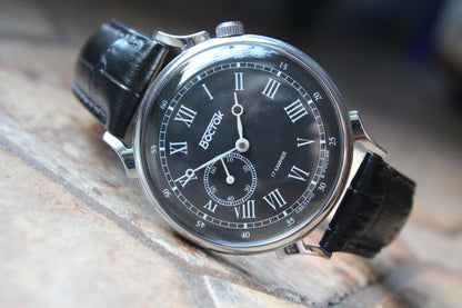 Vostok 581881 - front view with curved genuine leather strap