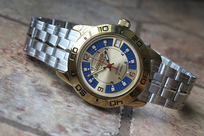 Vostok Partner 299097 - front view with curved stainless steel bracelet
