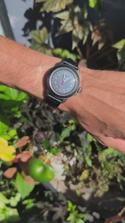Vostok Komandirskie 43622G - video showing the black 24-hour dial watch on the wrist