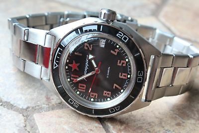 Vostok Komandirsky Auto Russian Military Wrist Watch # 650537 New