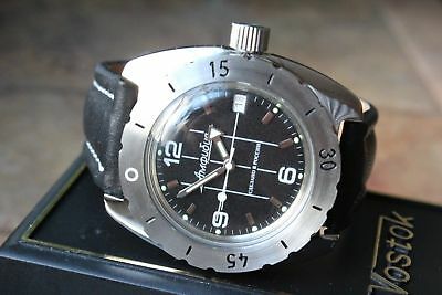Vostok Amphibian Diver Russian wrist watch Leather Band 150375-L1