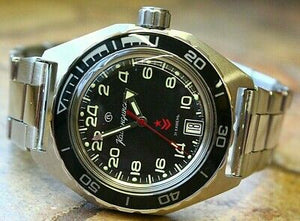 Vostok Komandirskie Military Automatic Russian wrist watch 24 hours 650541