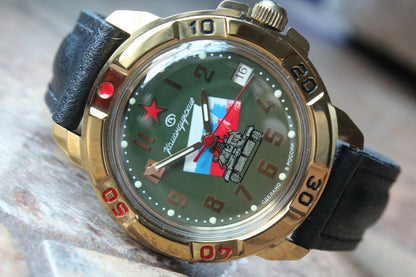 Vostok Komandirsky Military Wrist Watch # 439435 NEW