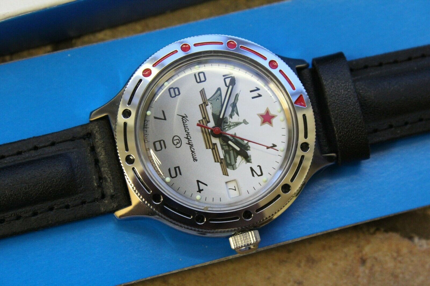 Vostok Komandirsky Auto Russian Military Wrist Watch # 921823 NEW