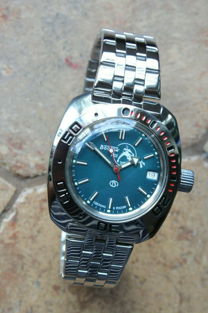 Russian Mechanical Automatic Wrist Watch Vostok Amphibian Diver Scuba 710059