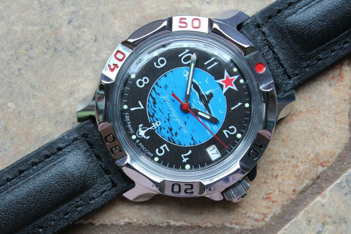 Vostok Komandirsky Russian Mechanical Military Wrist Watch Submarine 811163