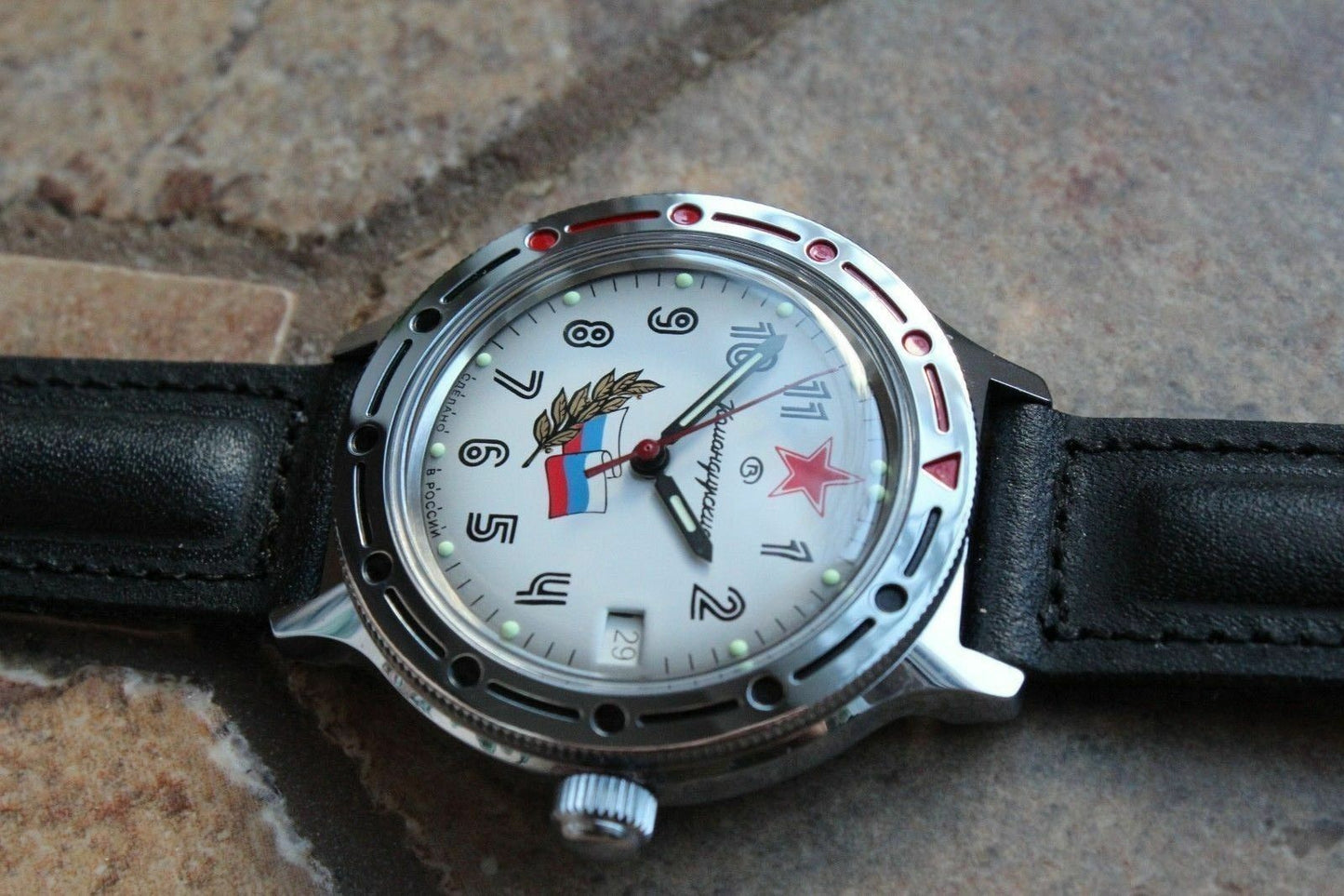 Vostok Komandirsky AutoRussian Military Wrist Watch # 921277 NEW