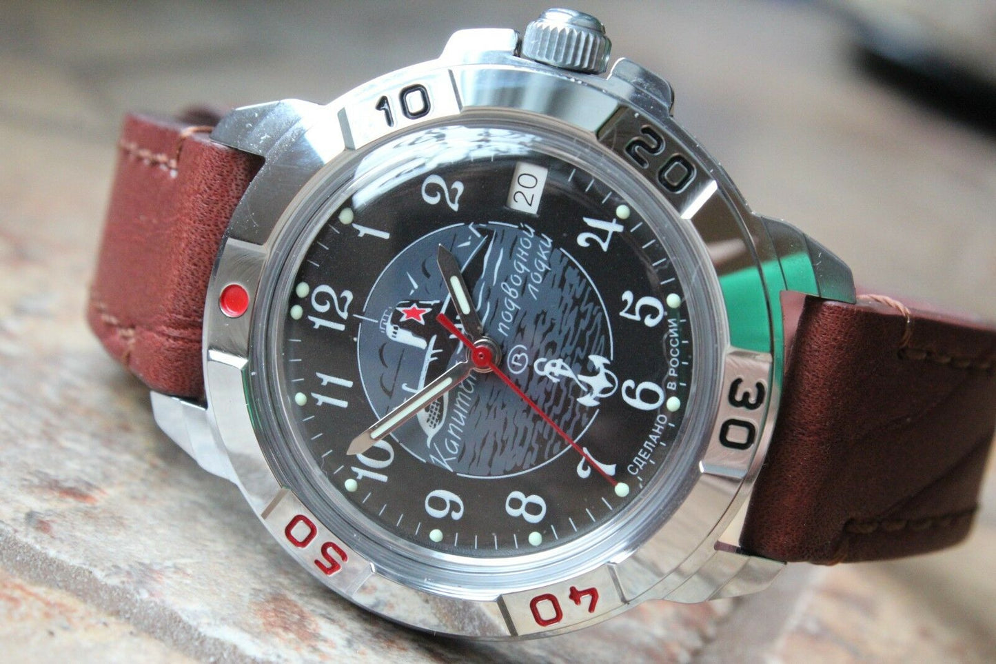 Vostok Komandirsky Military Wrist Watch Premium Leather Band # 431831-l2 NEW