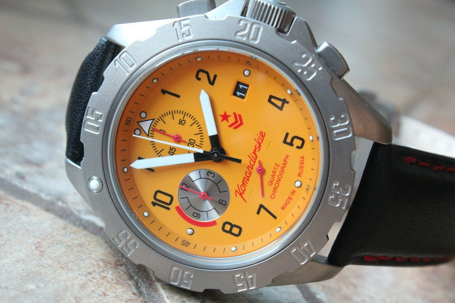 Vostok Komandirsky 340086 Quartz Russian K-34 Rare Military Wristwatche Orange