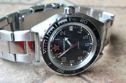 Vostok Komandirsky Auto Russian Military Wrist Watch # 650537 New