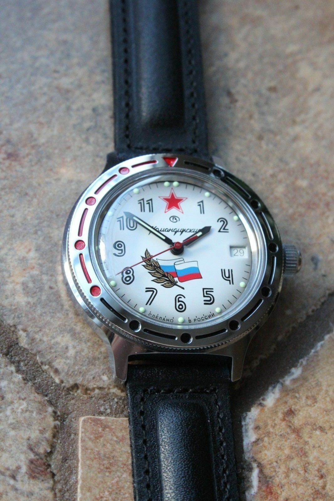 Vostok Komandirsky AutoRussian Military Wrist Watch # 921277 NEW