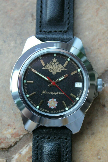 Vostok Komandirsky Auto Russian Military Wrist Watch # 641655 NEW