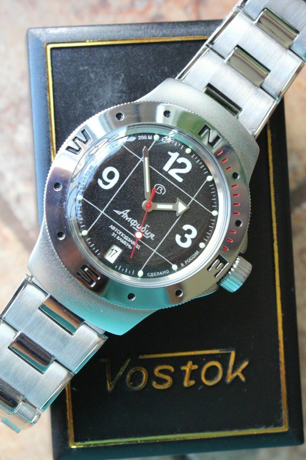 Vostok Amphibian Auto Russian diver wrist watch 060488