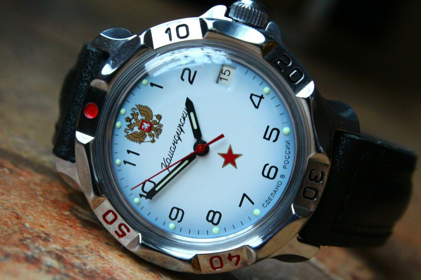 Vostok Komandirskie Mechanical Military Russian wrist watch Star Eagle 811323