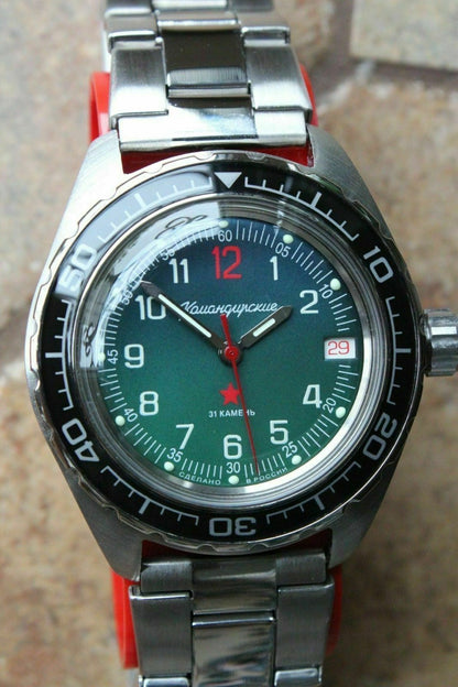 Vostok Komandirsky Auto Russian Military Wrist Watch # 020711 NEW