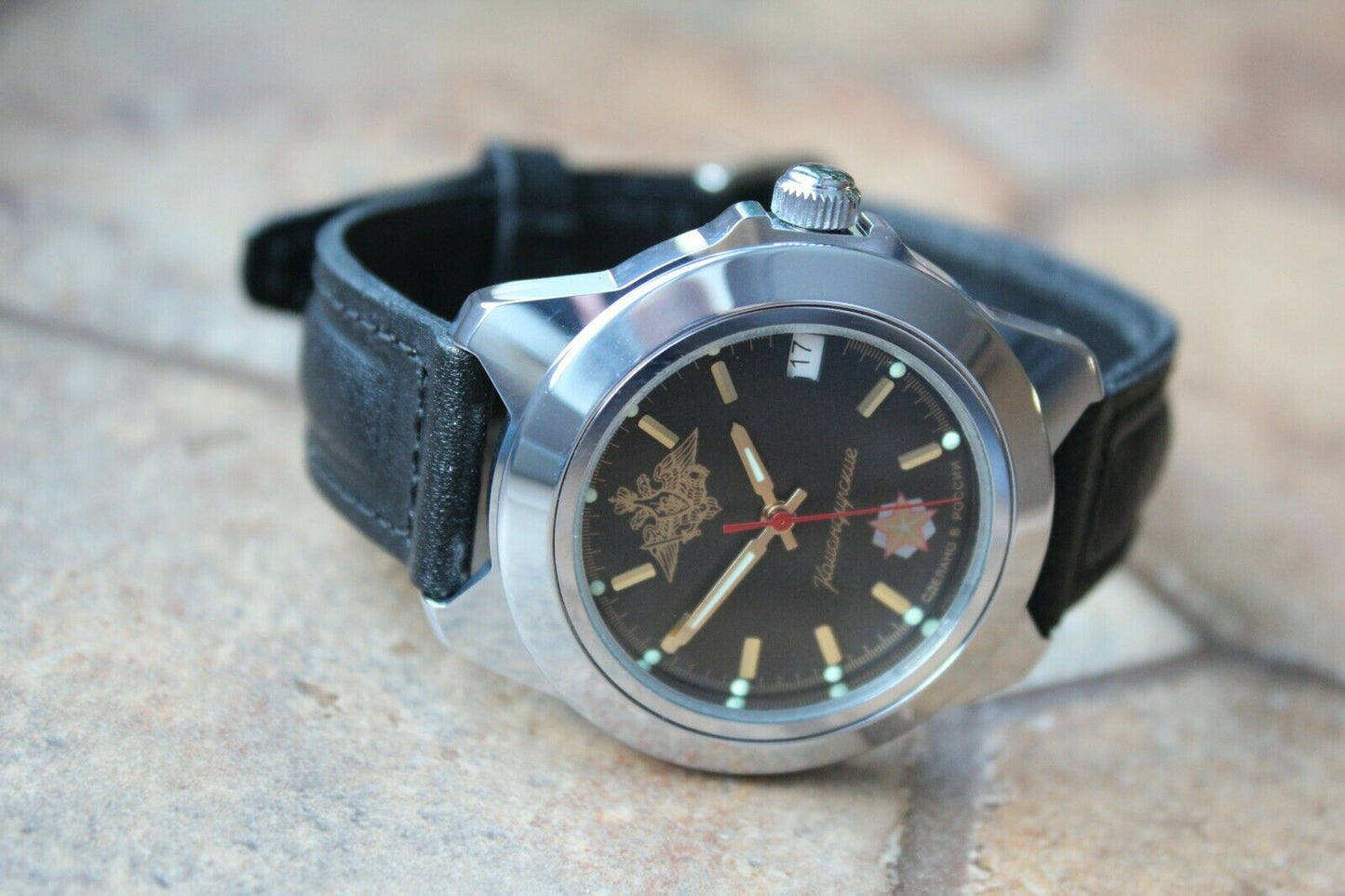 Vostok Komandirsky Auto Russian Military Wrist Watch # 641655 NEW