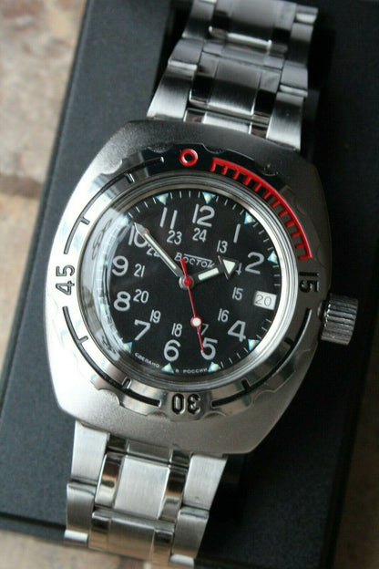 Russian Mechanical Automatic Wrist Watch VOSTOK AMPHIBIAN DIVER Custom 090783