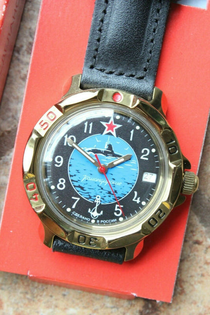 Vostok Komandirsky 819163 Russian Mechanical Military Wrist Watch Submarine Boat