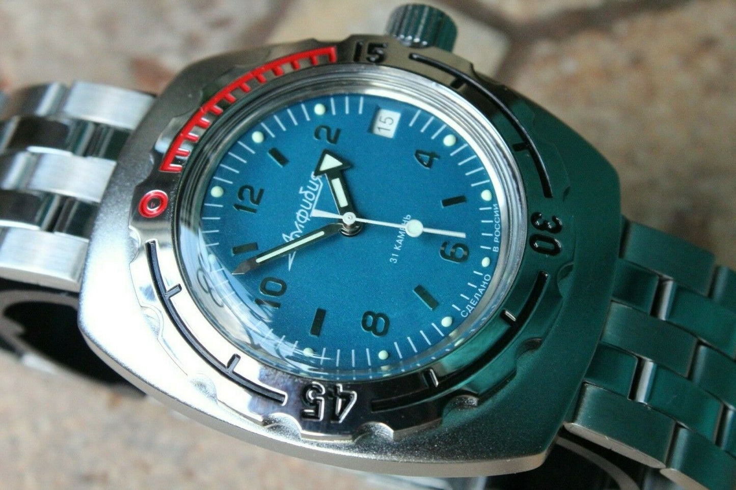 Russian Mechanical Automatic Wrist Watch VOSTOK AMPHIBIAN DIVER Custom 090367