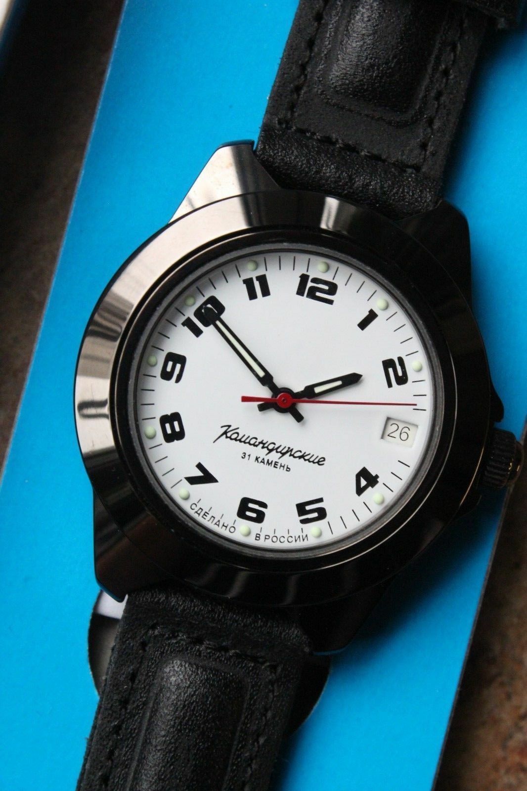 Vostok Komandirsky Auto Russian Military Wrist Watch # 646578 NEW