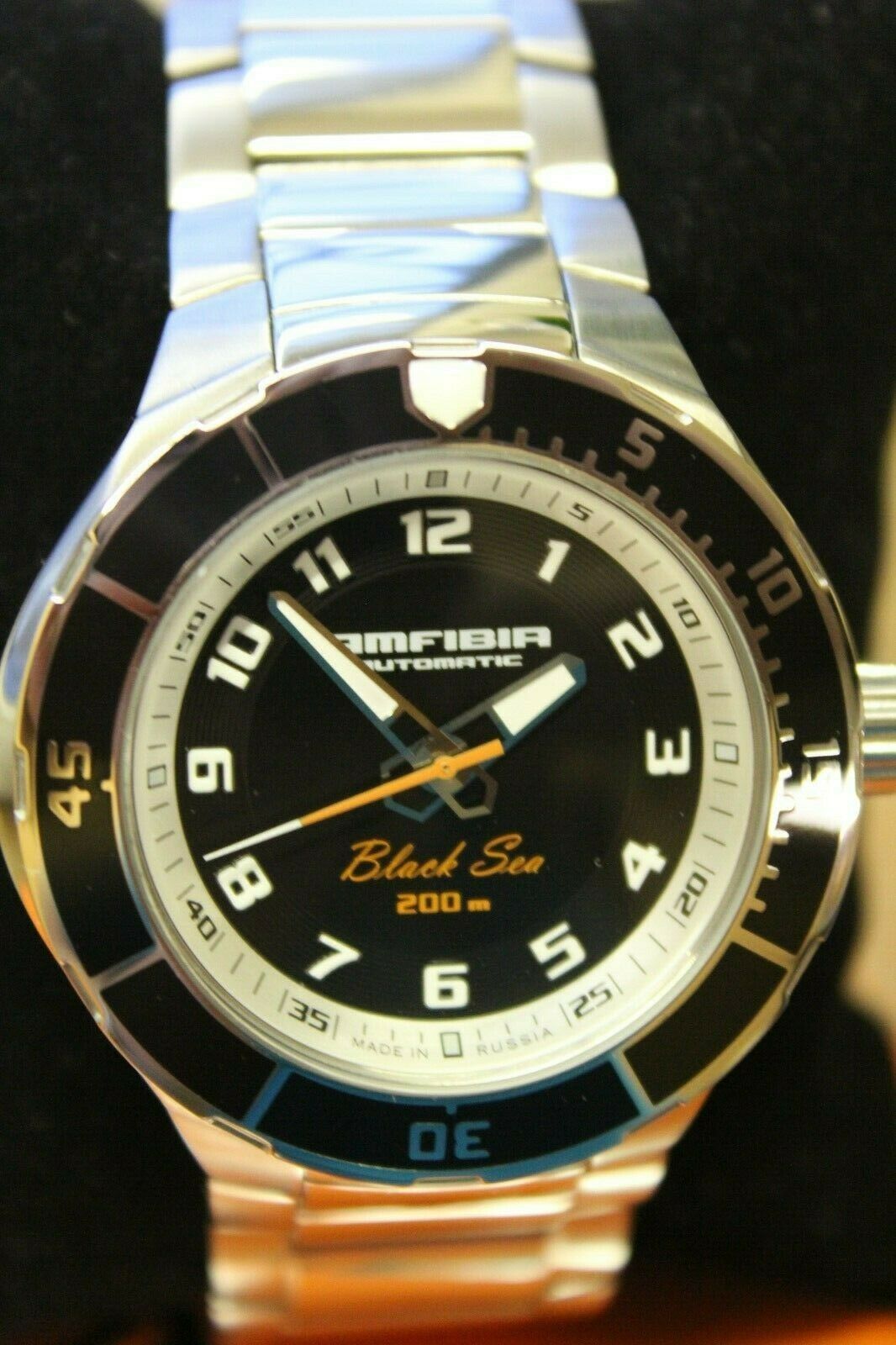 Vostok Amphibian 440793 Auto Black Sea Russian mens wrist watch