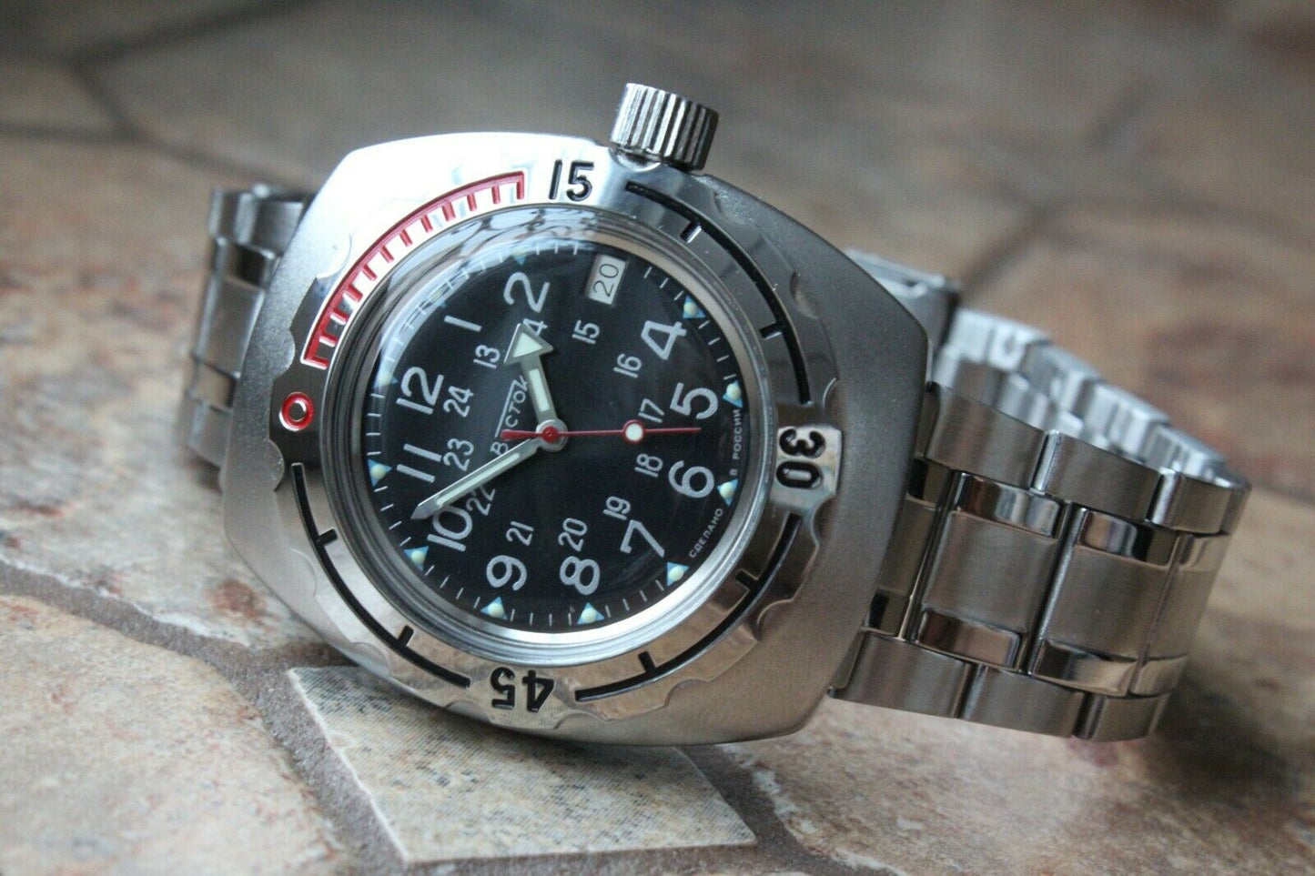 Russian Mechanical Automatic Wrist Watch VOSTOK AMPHIBIAN DIVER Custom 090783