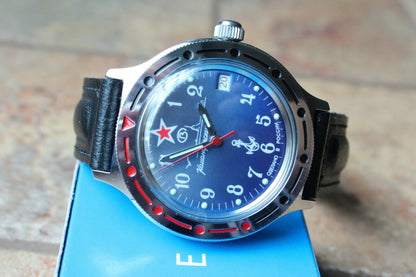 Vostok Komandirsky Auto Russian Military Wrist Watch # 921289 NEW