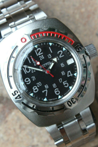 Russian Mechanical Automatic Wrist Watch VOSTOK AMPHIBIAN DIVER Custom 090783