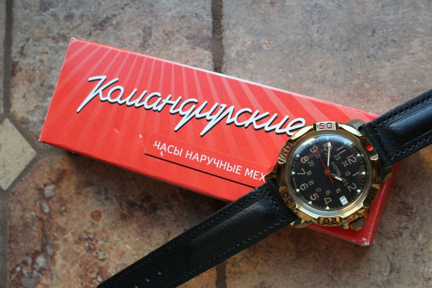 Vostok Komandirsky 819782 Russian Mechanical Military Wrist Watch 24 Hours