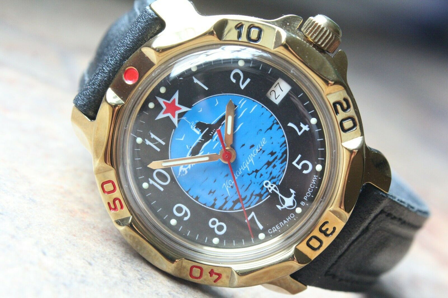 Vostok Komandirsky 819163 Russian Mechanical Military Wrist Watch Submarine Boat