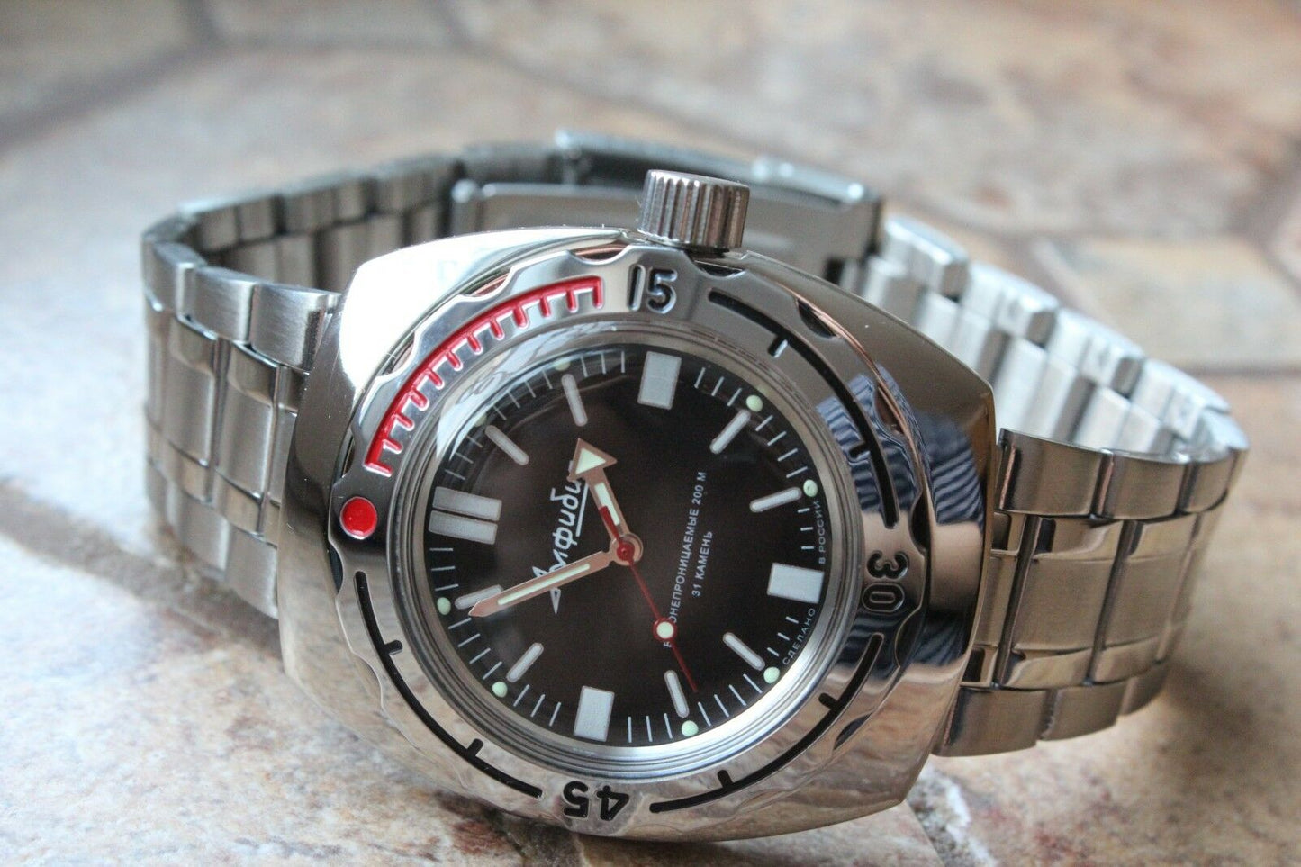 Vostok Amphibian 1967 Russian wrist watch Matte/Gloss 090916