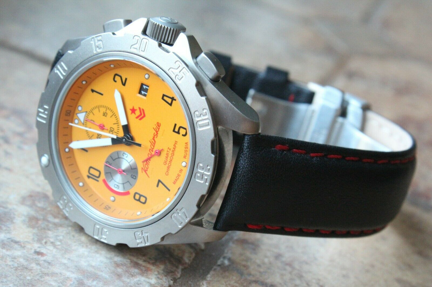 Vostok Komandirsky 340086 Quartz Russian K-34 Rare Military Wristwatche Orange