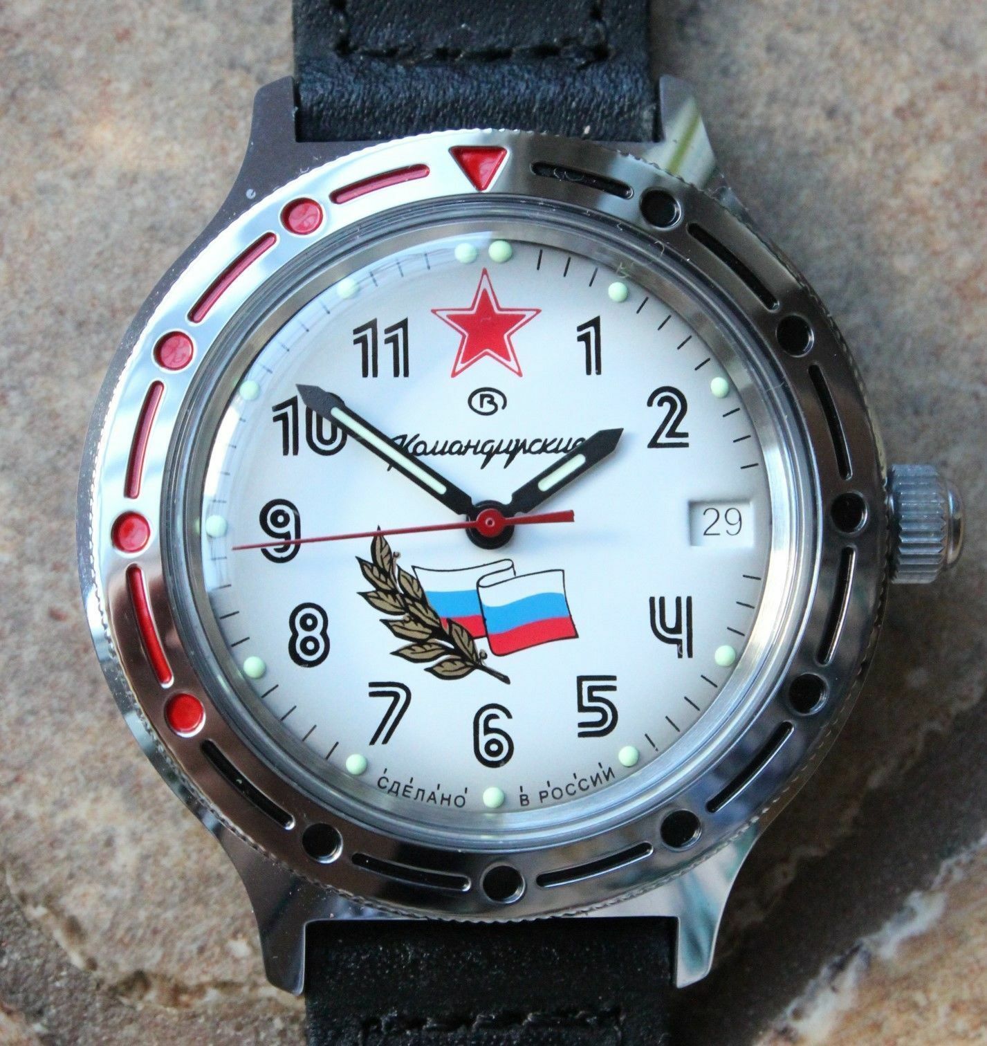 Vostok Komandirsky AutoRussian Military Wrist Watch # 921277 NEW