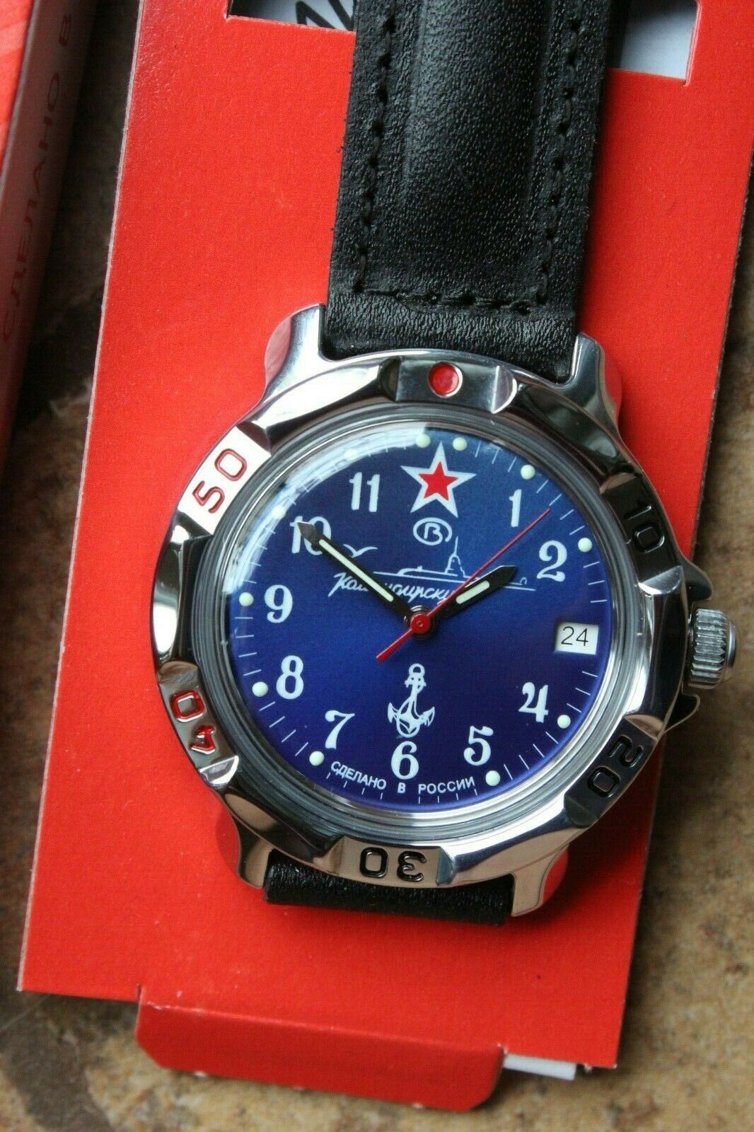 Vostok Komandirskie Mechanical Military Russian wrist watch Navy VMF 811289
