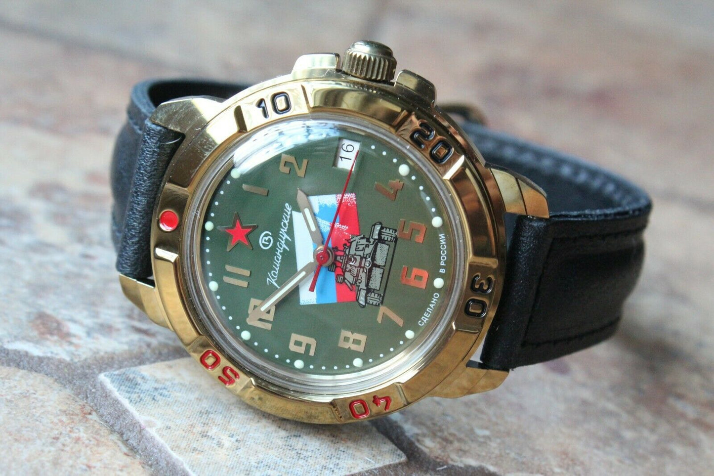 Vostok Komandirsky Military Wrist Watch # 439435 NEW