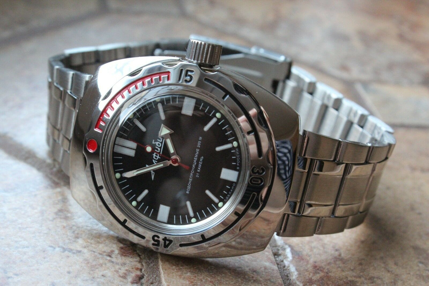 Vostok Amphibian 1967 Russian wrist watch Matte/Gloss 090916