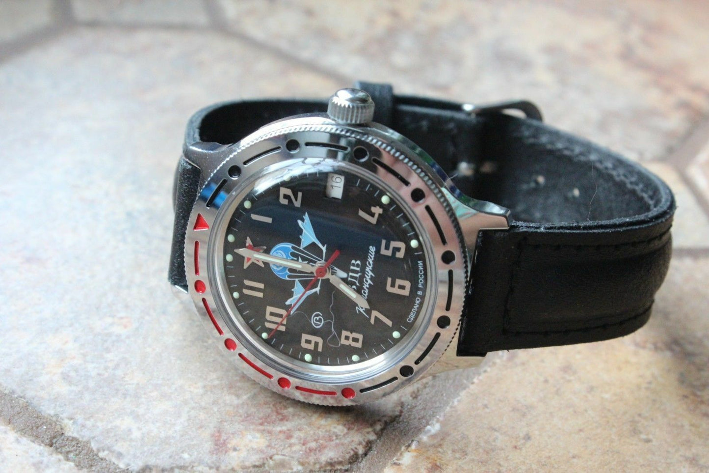 Vostok Komandirsky Auto Russian Military Wrist Watch # 921288 NEW
