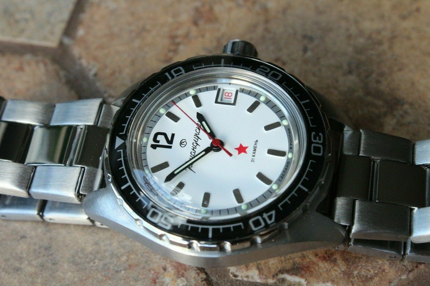 Vostok Komandirsky Auto Russian Military Wrist Watch # 020739 NEW