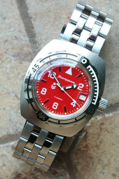 Russian Mechanical Automatic Wrist Watch VOSTOK AMPHIBIAN DIVER Custom 090841